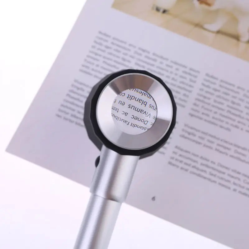 10X Metal Magnifier Loupe Lens with Scale LED Light