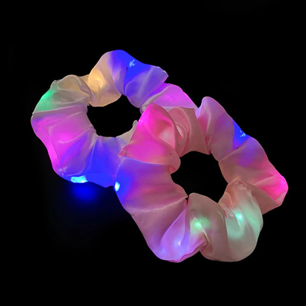 LED Flash Velvet Scrunchies Elastic Hairband For Women